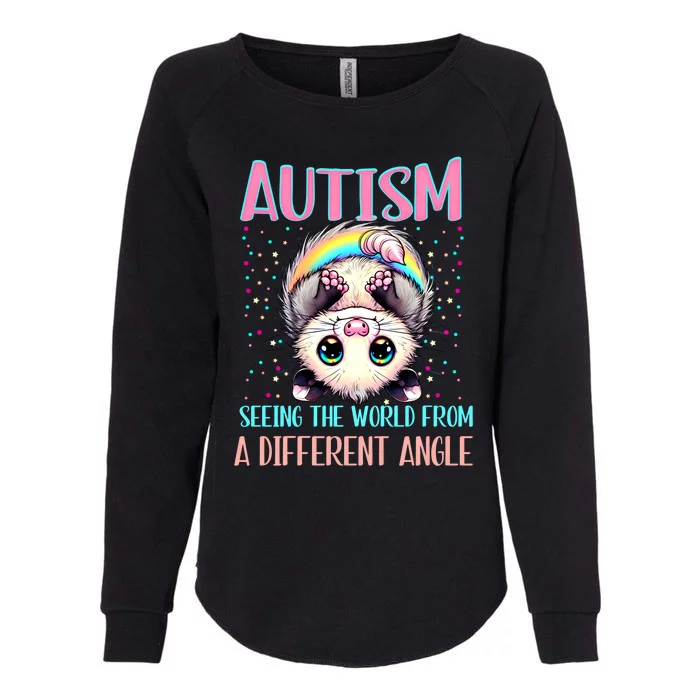 Opossum Autism Seeing World Different Angle Awareness Gift Womens California Wash Sweatshirt