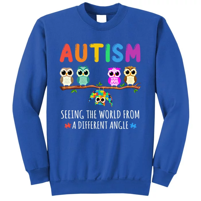 Owl Autism Seeing The World From Different Angle Autistic Gift Sweatshirt