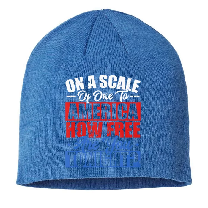 On A Scale Of One To America How Free Are You Tonight 8 1/2in Sustainable Knit Beanie