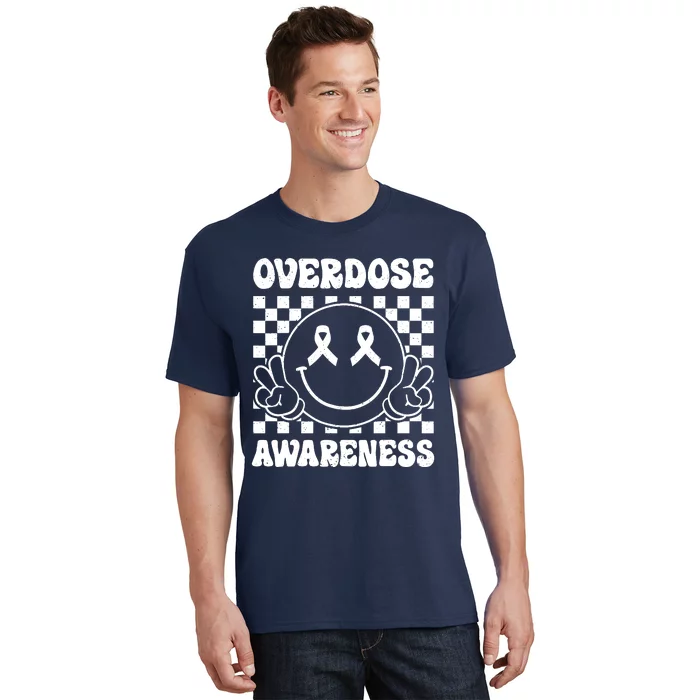 Overdose Awareness Support Smile Face Purple End Addiction T-Shirt