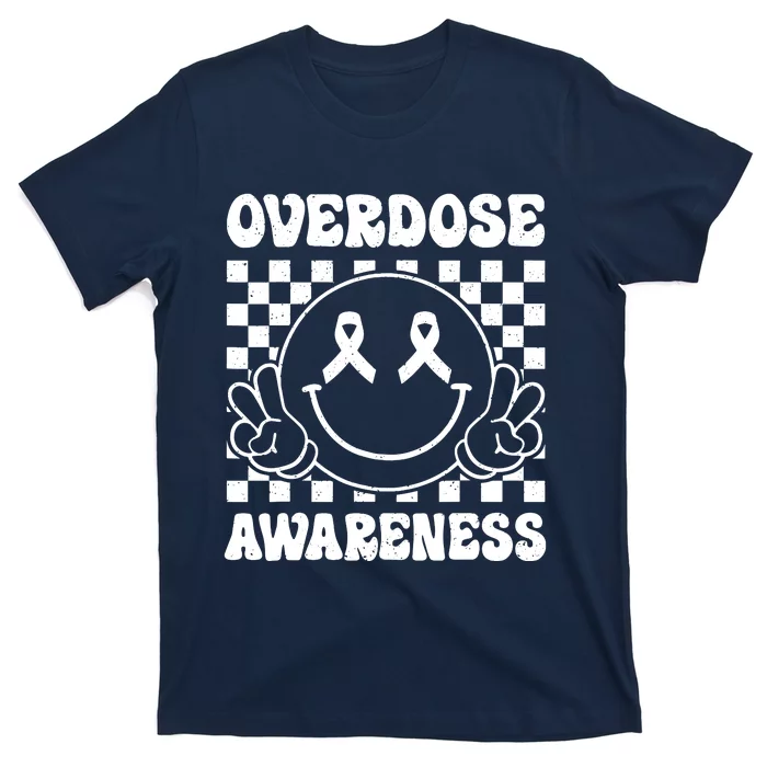 Overdose Awareness Support Smile Face Purple End Addiction T-Shirt