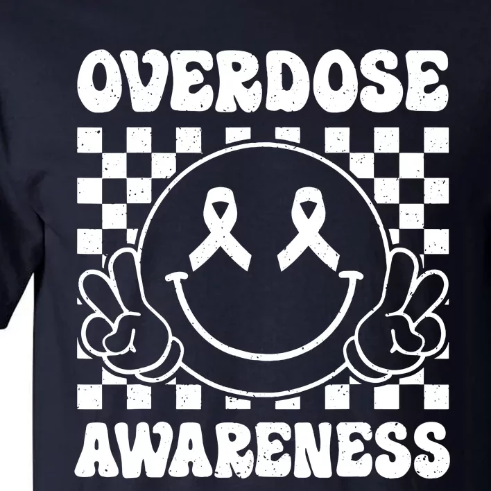 Overdose Awareness Support Smile Face Purple End Addiction Tall T-Shirt