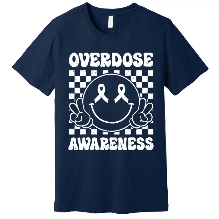 Overdose Awareness Support Smile Face Purple End Addiction Premium T-Shirt