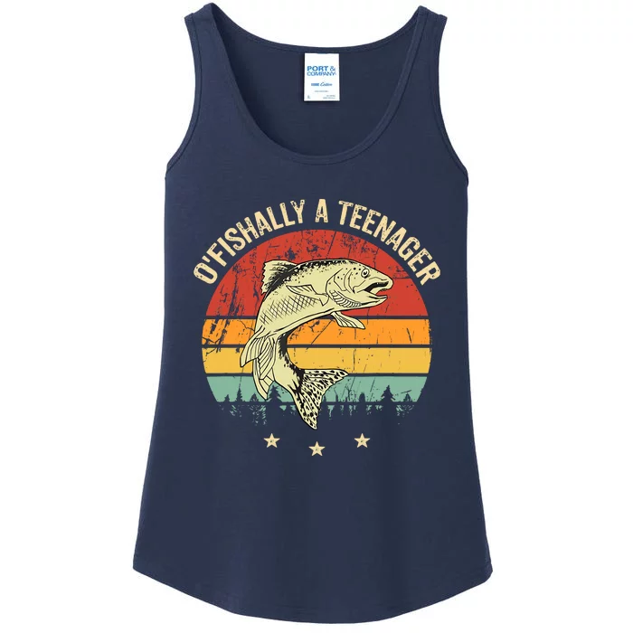 OFishally A Teenager 13th Birthday Fishing Fisherman Ladies Essential Tank