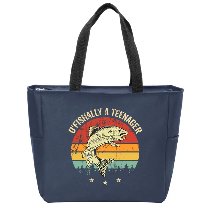 OFishally A Teenager 13th Birthday Fishing Fisherman Zip Tote Bag