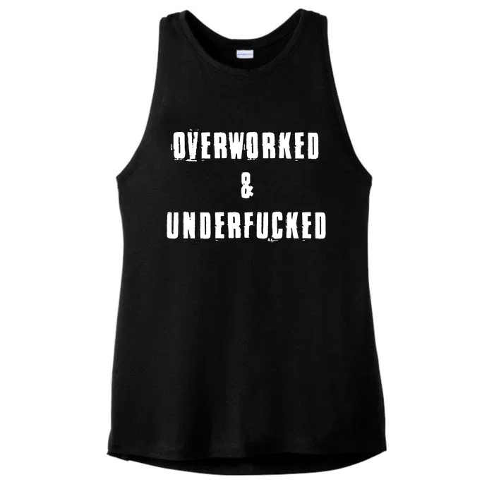 Overworked And Underfucked Funny Offensive Ladies Tri-Blend Wicking Tank