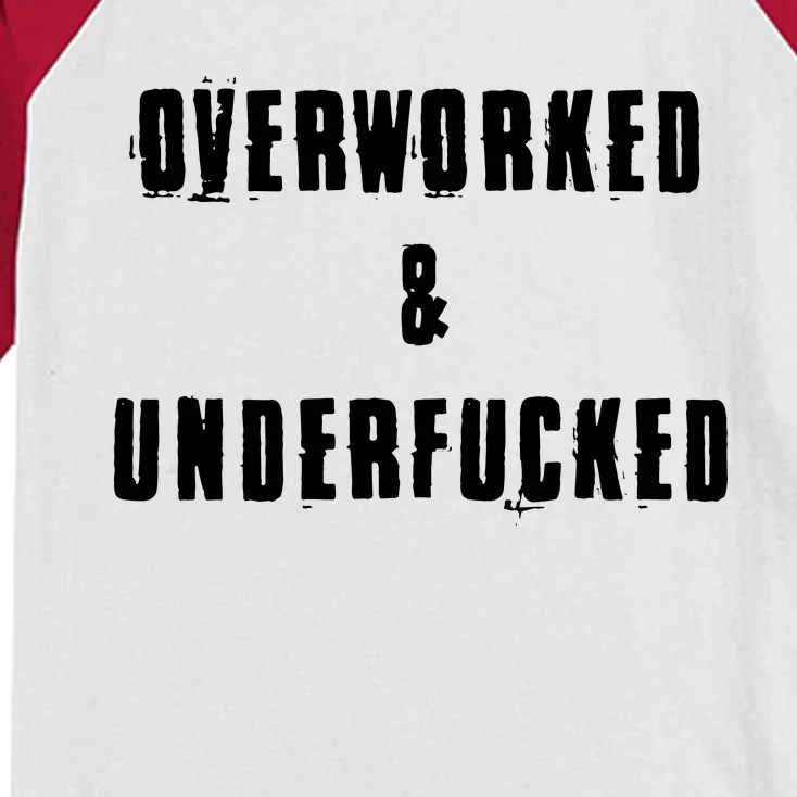 Overworked And Underfucked Funny Offensive Kids Colorblock Raglan Jersey