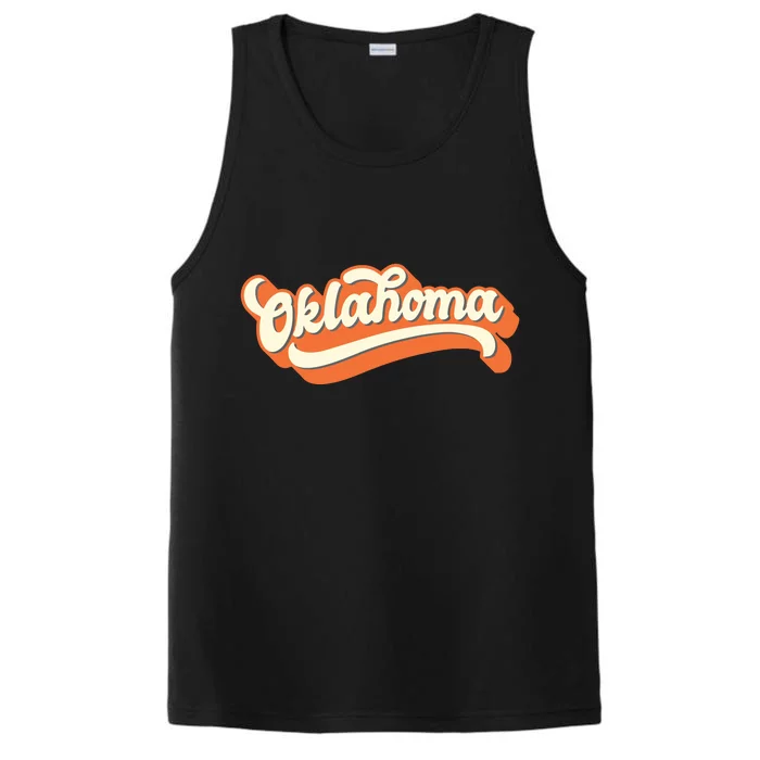 Oklahoma America Usa State Retro Performance Tank