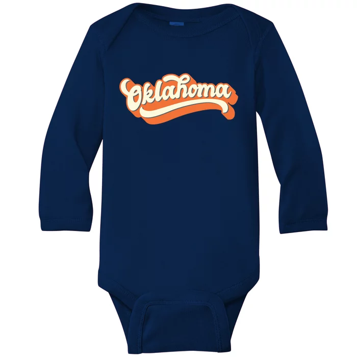 Oklahoma America Usa State Retro Baby Long Sleeve Bodysuit