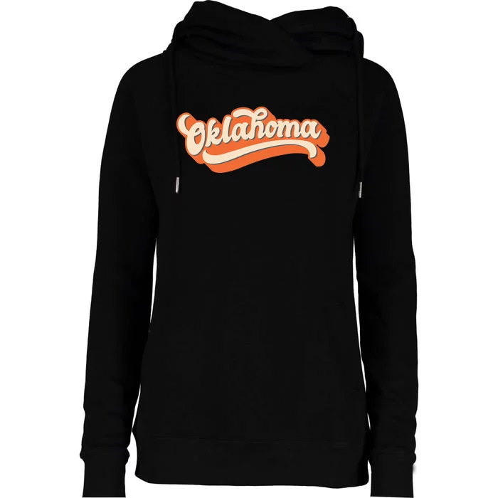 Oklahoma America Usa State Retro Womens Funnel Neck Pullover Hood