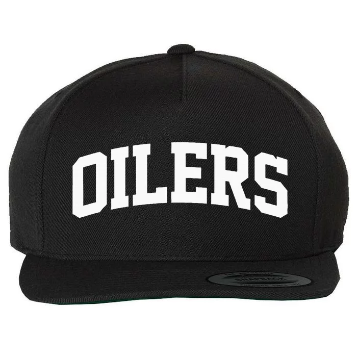 Oilers Arch Vintage Retro College Athletic Wool Snapback Cap