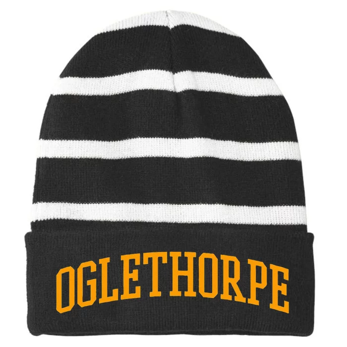 Oglethorpe Arch Vintage Retro University Style Striped Beanie with Solid Band