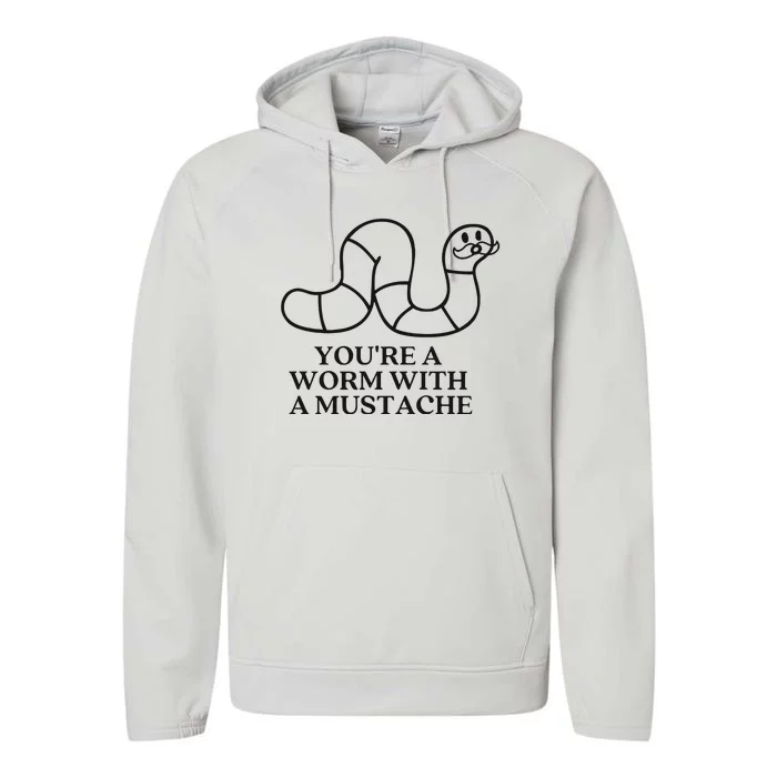 Oure A Worm With A Mustache Anderpump Rules Performance Fleece Hoodie