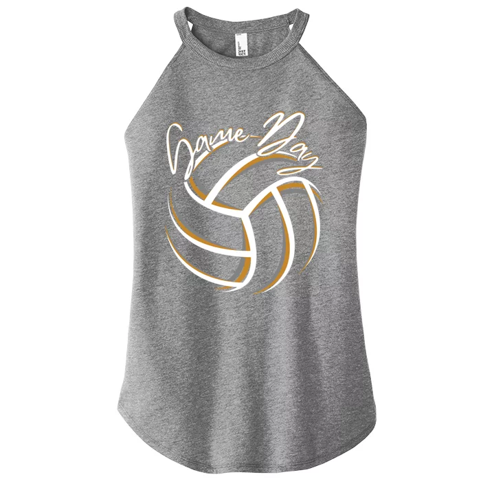 Orange And White Volleyball Season Game Day Volleyball Graphic Gift Women’s Perfect Tri Rocker Tank