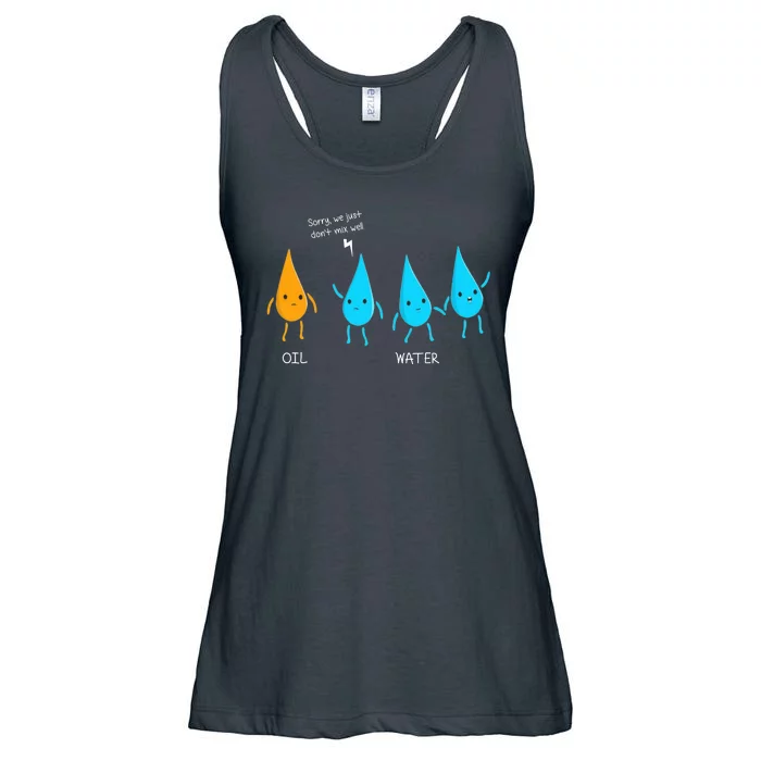 Oil And Water Don't Mix Well Funny Science Ladies Essential Flowy Tank