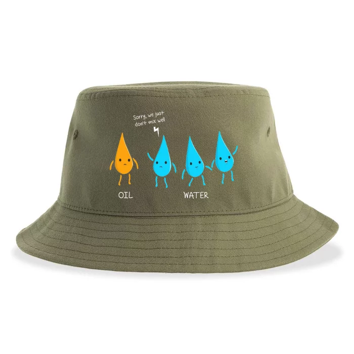 Oil And Water Don't Mix Well Funny Science Sustainable Bucket Hat