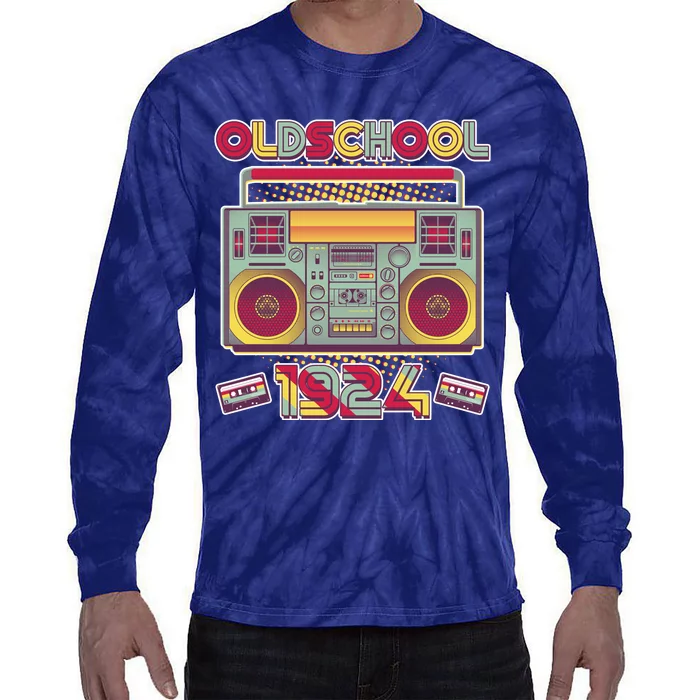 Oldschool Boombox 1924 100th Birthday Tie-Dye Long Sleeve Shirt