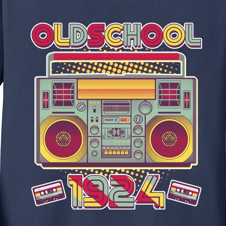 Oldschool Boombox 1924 100th Birthday Kids Long Sleeve Shirt