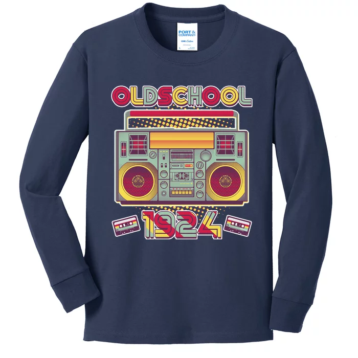 Oldschool Boombox 1924 100th Birthday Kids Long Sleeve Shirt