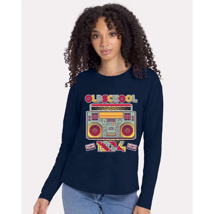 Oldschool Boombox 1934 90th Birthday Womens Cotton Relaxed Long Sleeve T-Shirt