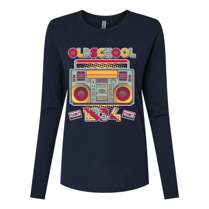 Oldschool Boombox 1934 90th Birthday Womens Cotton Relaxed Long Sleeve T-Shirt