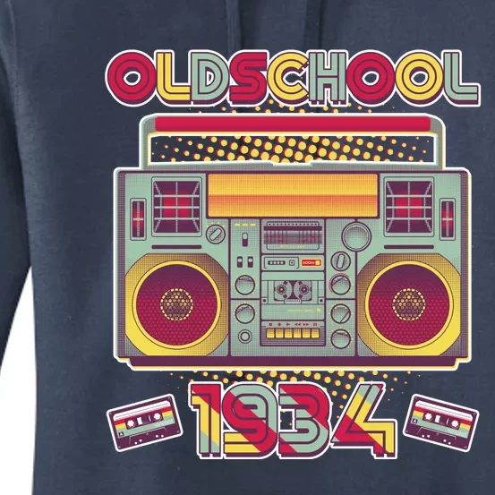 Oldschool Boombox 1934 90th Birthday Women's Pullover Hoodie