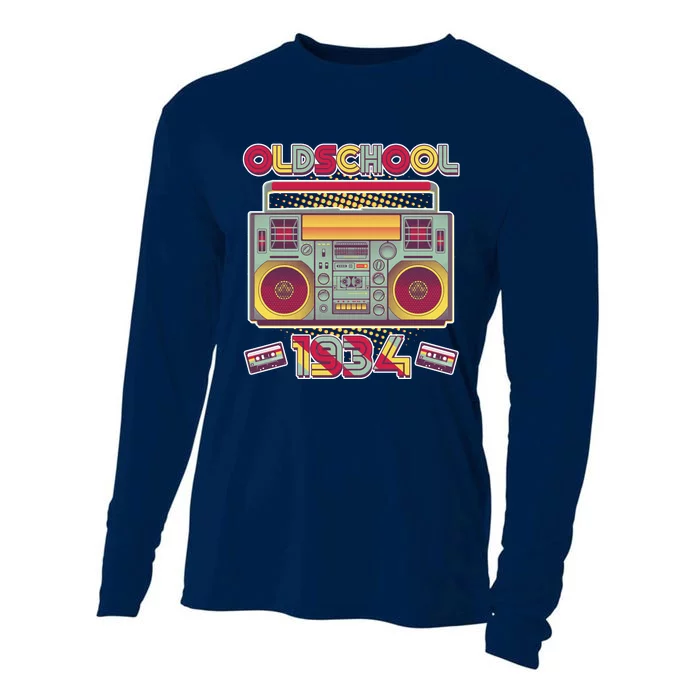 Oldschool Boombox 1934 90th Birthday Cooling Performance Long Sleeve Crew