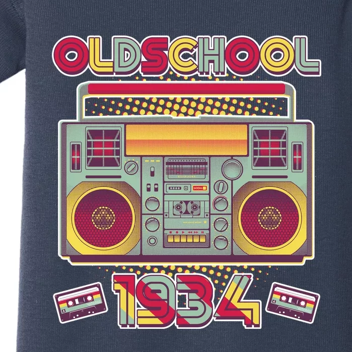 Oldschool Boombox 1934 90th Birthday Baby Bodysuit