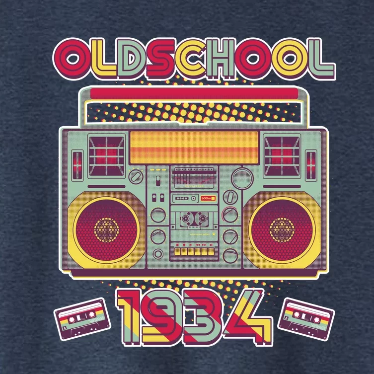 Oldschool Boombox 1934 90th Birthday Women's Crop Top Tee