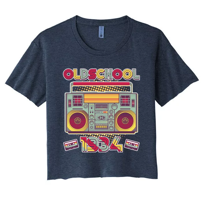 Oldschool Boombox 1934 90th Birthday Women's Crop Top Tee