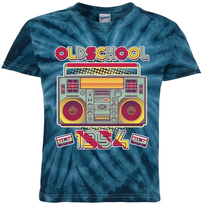 Oldschool Boombox 1954 70th Birthday Kids Tie-Dye T-Shirt