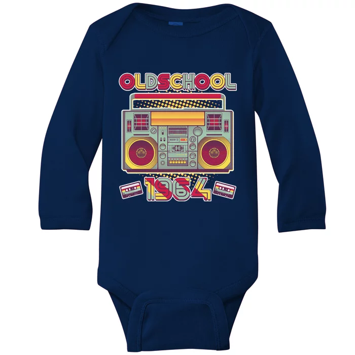 Oldschool Boombox 1964 60th Birthday Baby Long Sleeve Bodysuit