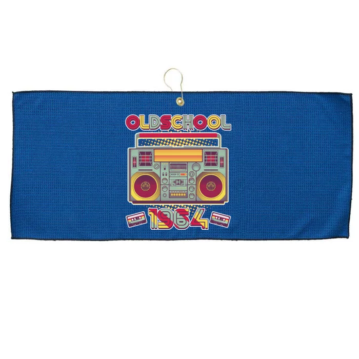 Oldschool Boombox 1964 60th Birthday Large Microfiber Waffle Golf Towel