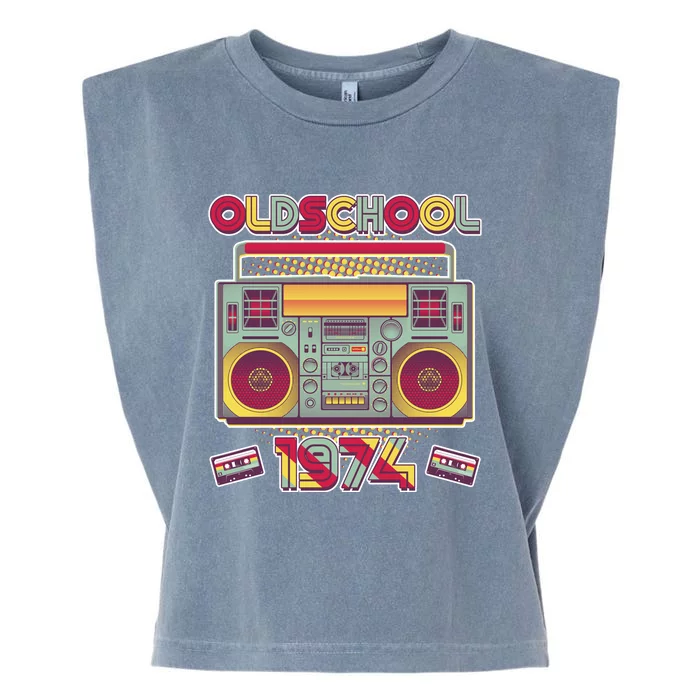 Oldschool Boombox 1974 50th Birthday Garment-Dyed Women's Muscle Tee