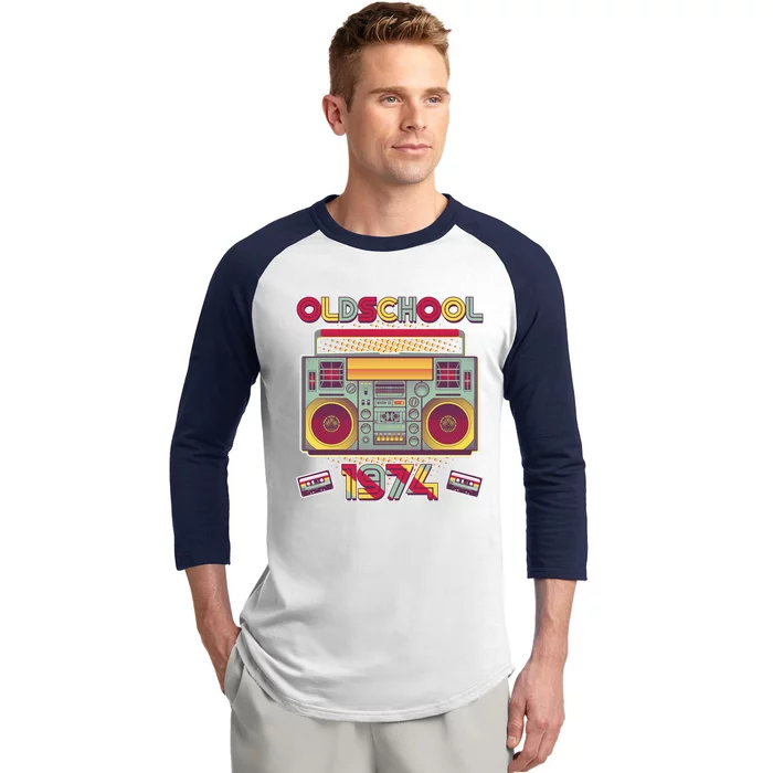 Oldschool Boombox 1974 50th Birthday Baseball Sleeve Shirt