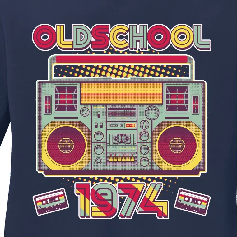 Oldschool Boombox 1974 50th Birthday Ladies Long Sleeve Shirt