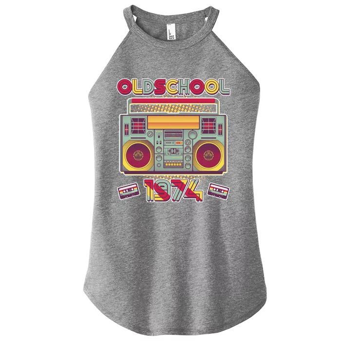 Oldschool Boombox 1974 50th Birthday Women’s Perfect Tri Rocker Tank