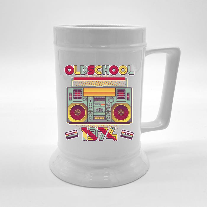 Oldschool Boombox 1974 50th Birthday Front & Back Beer Stein