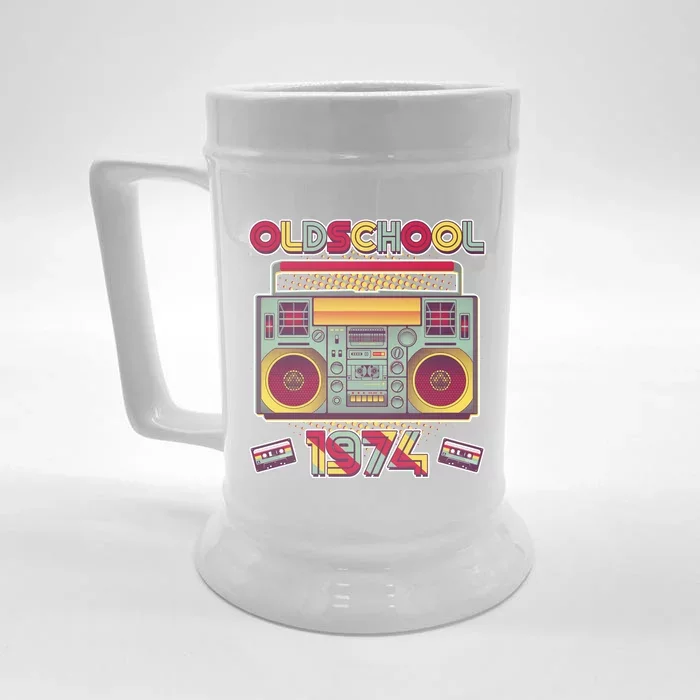 Oldschool Boombox 1974 50th Birthday Front & Back Beer Stein