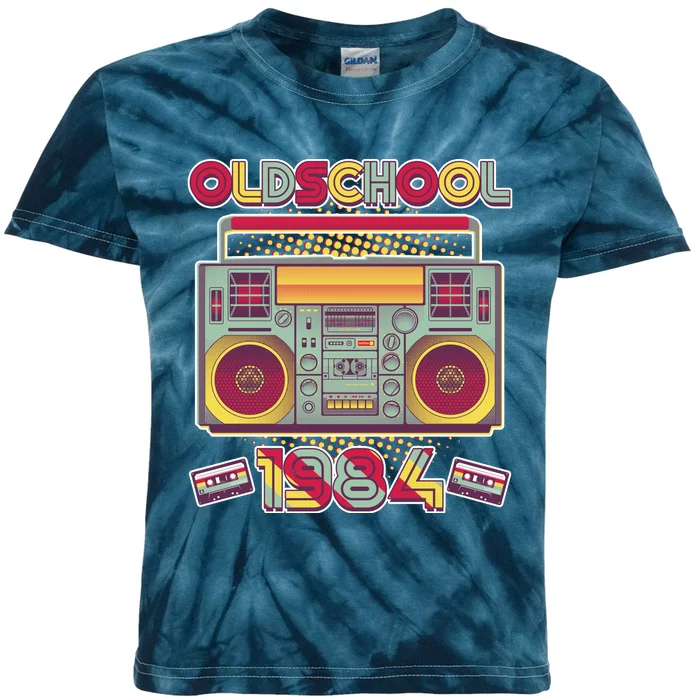 Oldschool Boombox 1984 40th Birthday Kids Tie-Dye T-Shirt