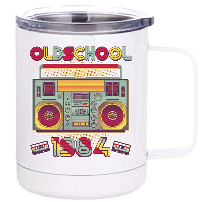 Oldschool Boombox 1984 40th Birthday Front & Back 12oz Stainless Steel Tumbler Cup