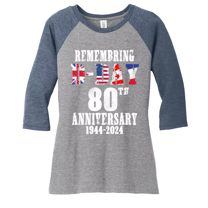 Omaha Beach 1944 Dday 2024 80th Anniversary Normandy Women's Tri-Blend 3/4-Sleeve Raglan Shirt