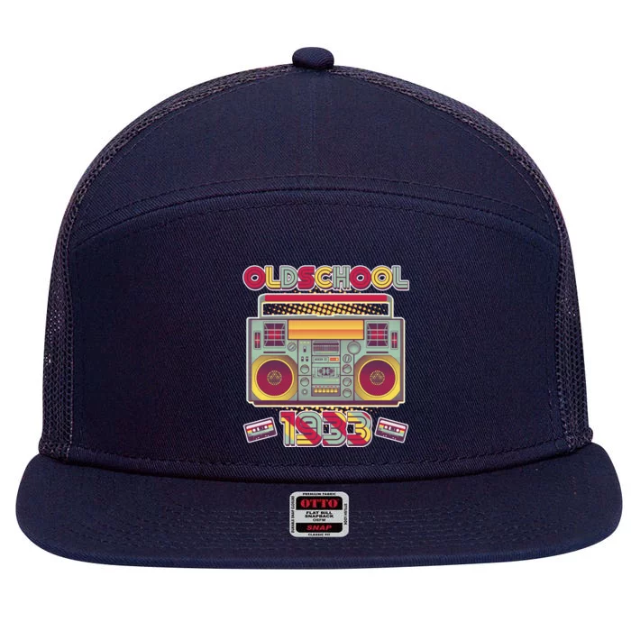 Oldschool Boombox 1933 90th Birthday 7 Panel Mesh Trucker Snapback Hat