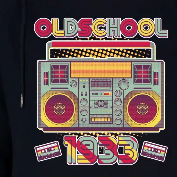 Oldschool Boombox 1933 90th Birthday Womens Funnel Neck Pullover Hood