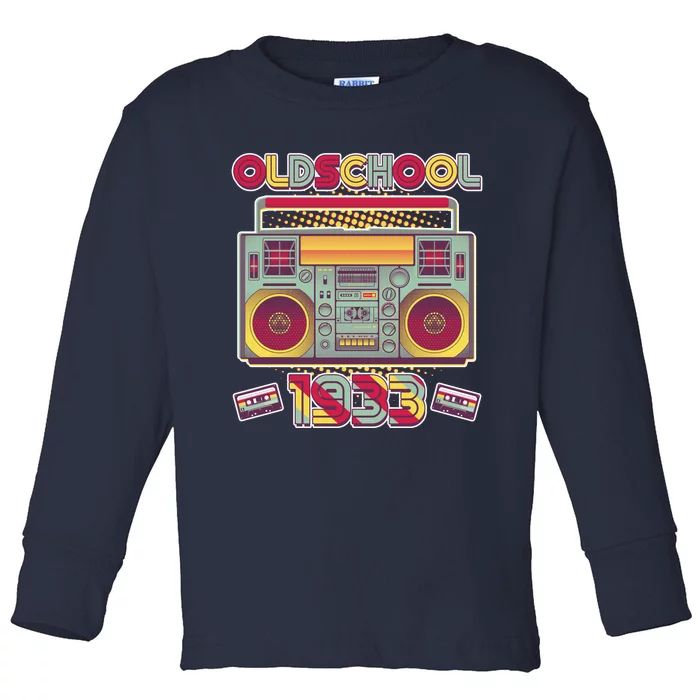 Oldschool Boombox 1933 90th Birthday Toddler Long Sleeve Shirt