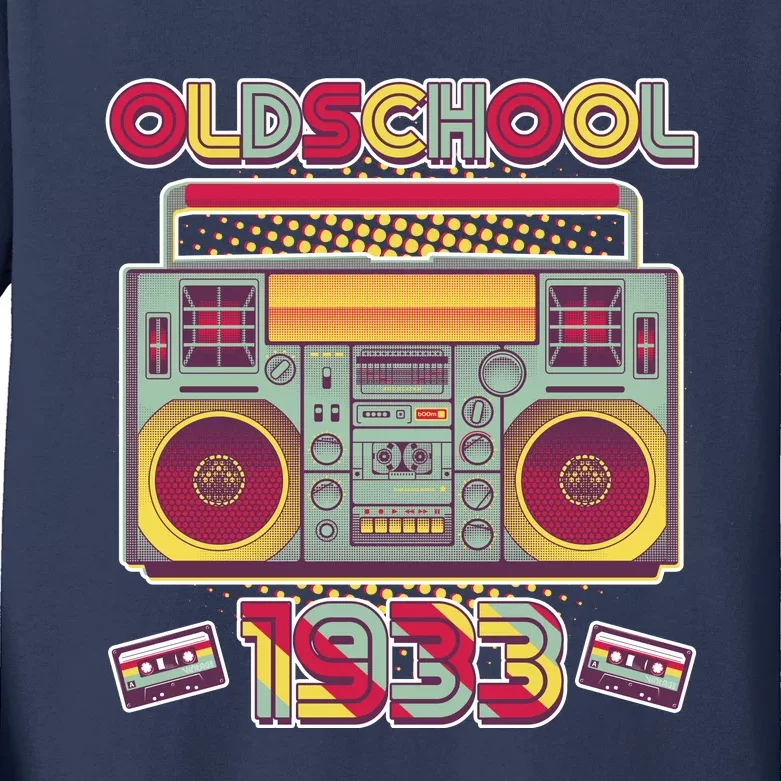 Oldschool Boombox 1933 90th Birthday Kids Long Sleeve Shirt