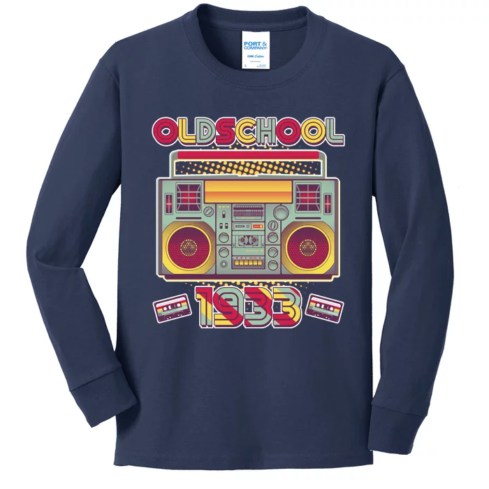 Oldschool Boombox 1933 90th Birthday Kids Long Sleeve Shirt