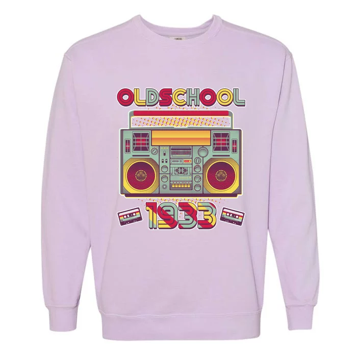 Oldschool Boombox 1933 90th Birthday Garment-Dyed Sweatshirt