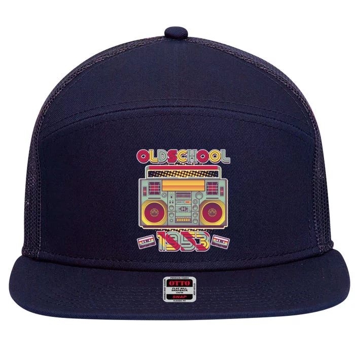 Oldschool Boombox 1953 70th Birthday 7 Panel Mesh Trucker Snapback Hat