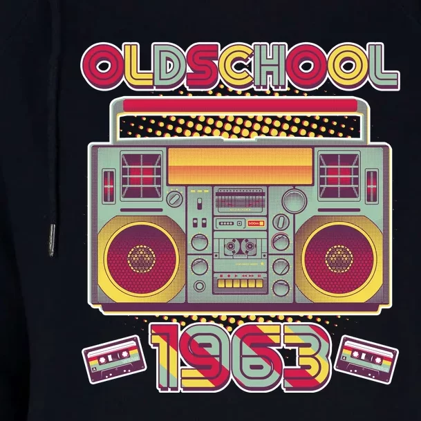 Oldschool Boombox 1963 60th Birthday Womens Funnel Neck Pullover Hood